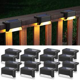 1.77x3.14x1.73in Aponuo 767065411294 Solar Step Deck Fence Lights Outdoor Waterproof Led Black Warm