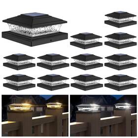 Aponuo 767065412925 Solar Post Lights Outdoor 2 Lighting Modes 16 Leds Cap Lig