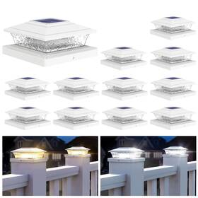 Aponuo 767065412932 Solar Post Lights Outdoor 2 Lighting Modes 16 Leds Cap Lig