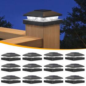 Aponuo 767065413199 4x4 Solar Post Cap Lights Fence Cool White Outdoor Waterpro