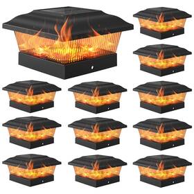Aponuo 767065801040 Solar Post Cap Lights Warm Light& Flickering Flame Fence For 3.5