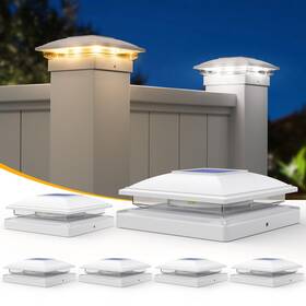 Tz11-w6 Aponuo 6 Pack Solar Post Cap Lights 2 Modes Warm/cool Light Outdoor Waterproof Fen