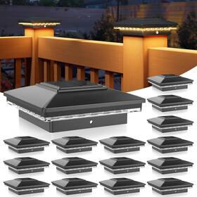Ip65 Aponuo Tz26 4x4 Solar Post Cap Lights 16 Pack - Waterproof 24 Led Warm White