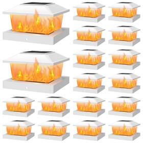 Tz30 Aponuo Solar Post Cap Lights With Flickering Flame Warm White 18-pack For