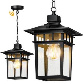0053-h-pc-us Apoto Dusk To Dawn Outdoor Pendant Light Black Hanging Porch Vintage