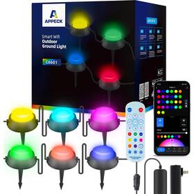 C6601-b Appeck Outdoor Ground Lights 26 Pack 59ft Smart Rgbw Ic Pathway Wired Ip65
