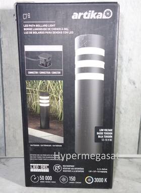 8bol-c7lv-hd2bl Artika C7 Black Led Pathway Bollard Outdoor Light Low Voltage 150 Lumens Modern