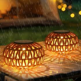 250503a1 Artmooy 2 Pack Solar Lanterns Outdoor Waterproof Table Lamp Decor Rattan So