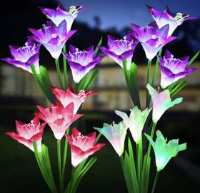 Bh-657 As Described Hakol Solar Garden Lights With Bigger Lily Flowers 4 Pack