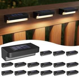 As-6ssl-sw-16 Asomst Solar Deck Lights Outdoor 16 Packs Led Step Light Waterproof Po