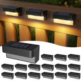 As-6ssl-ww-16 Asomst Solar Deck Lights Outdoor 16 Packs Led Step Light Waterproof Po