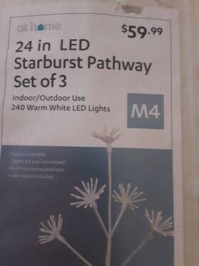 At Home 191607231697 New Open Led Starburst Pathway 24 Inch Set Of 3 Indoor Outdoor White Lights