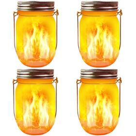 Aubasic 661596865864 Solar Mason Jar Flicker Lights Upgraded 4 Pack Flickering Torches Outd