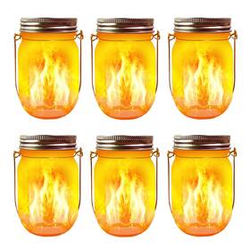 Masonjar01 Aubasic Solar Flicker Torch Lights 6 Pack Waterproof Dancing Lanterns