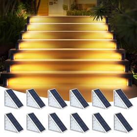 Audles 708686976137 Led Solar Step Lights Waterproof Outdoor Stair Warm White Deck