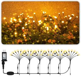 Aulanto 727370652324 Plug In Firefly Lights 6 Pack Outdoor Waterproof Garden Ligh