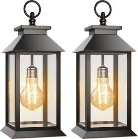 Aytpu 313041293226 2 Pack Hanging Solar Lanterns Glass Lights Outdoor Waterproof Upgraded Sol