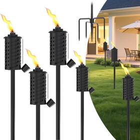 Xb46234 Babitey 4 Set Citronella Torches For Outside 16oz Outdoor Metal Garden Torche