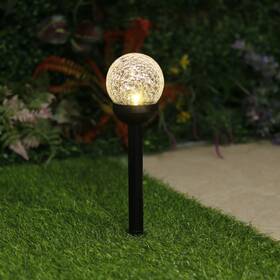 Ball 840623115374 6pk Solar Powered Black Led Landscape Crackle Glass Path Light 3 Lumens