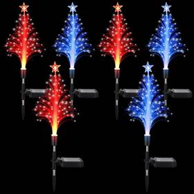 Sil-baquler-2640 Baquler 6 Pack Solar Christmas Tree Garden Stake Lights Outdoor Waterproof Color Chan