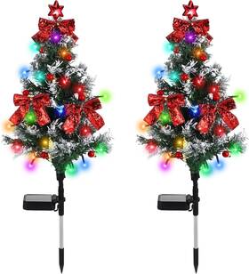 Sil-baquler-502 Baquler Solar Christmas Tree Garden Stake Lights Outdoor 2 Pcs Yard Decor