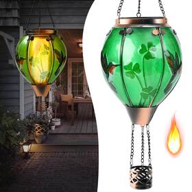 Bathtoo 758226949831 Hot Air Balloon Solar Lantern - Simulated Flickering Flame Hummingbird Glass