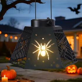 Bd-4862603 Bdor Best 2 Pack Halloween Solar Lantern With Spider Web Design Outdoor Hanging Led