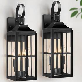 W6019-02-bk Bdrofn 2 Pack 19 Inch Large Outside Modern Wall Sconce Light Fixture Black