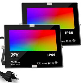2700 Beambox 711181775679 Black Plug-in Integrated Led Landscape Flood Light 30-watt Color-changing With