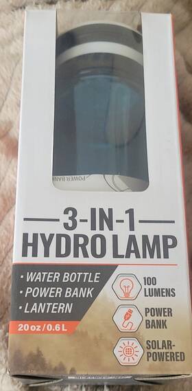 Bear Grylls 816448023613 3-in-1 Hydro Lamp Water Bottle / Solar Camping Emergency