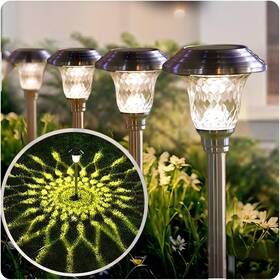 Beau Jardin 713924828673 8 Pack Solar Pathway Lights Outdoor Stainless Steel Powered Waterpr