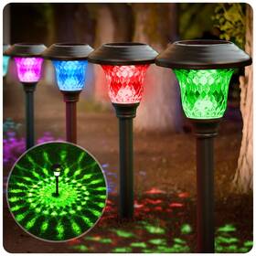 Beau Jardin 897105981909 8 Pack Solar Pathway Lights Outdoor Metal Powered Waterproof Gla