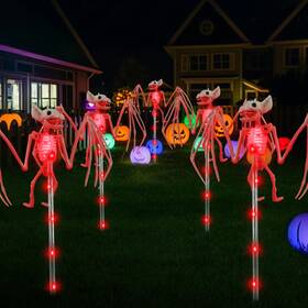 Bhbfgjr1201 Behiller 2packs Solar Bats Garden Lights For Halloween Decorations Outdoor 3d Red Scar
