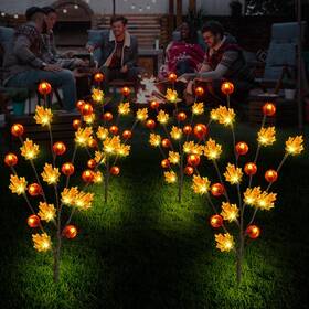 Bhfyngo02 Behiller Fall Decor Solar Garden Lights Outdoor For Thanksgiving Decorations 4pack 80l