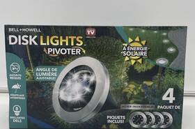 Bell And Howell 827162970046 Four New Led Solar Waterproof Pivoting Outdoor Garden Disk Lights