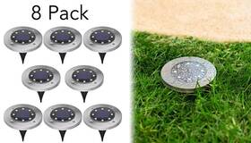 Bell Howell 080313021770 Famous Brand Solar-powered Outdoor Disk Light - 8 Pack