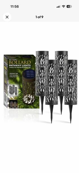 Bell Howell 080313090318 Solar Powered Integrated Led Landscape Pathway Bollard Lights 4 Pk