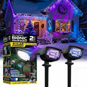 Bell Howell 313054396341 Solar Powered Bionic Color Burst Black 4 Led Path Light Mode Lights 2-pack
