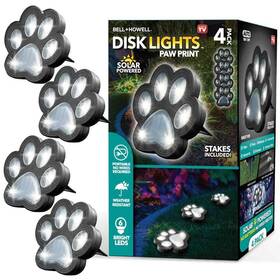 8890 Bell Howell Paw Print Disk Lights Low Voltage Black Solar Path Light 4-pack