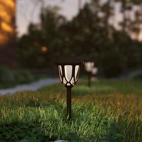 Ffla42218bwn Bellevue Ffla42218 Tulip Lantern Style Set Of 8 Led Solar - Brown