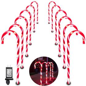 Ves4160 Besseek Christmas Candy Cane Lights 12 Pack Pathway Markers Led 22 With 8 Lighting