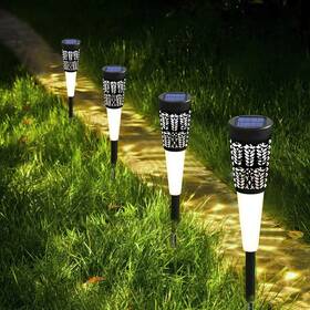 Bimonk 710638466023 Solar Lights Outdoor Garden 18hrs 6 Pack - Warm White Light Black