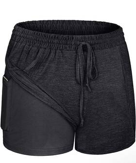 Blevonh 313029042099 Women Yoga Running Shorts 2 In 1 Workout Athletic With Pockets S