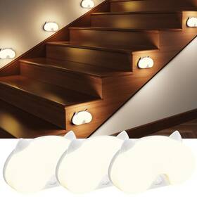 Blissfuhue 763300850774 3 Pack Motion Sensor Stair Light For Indoor Small White