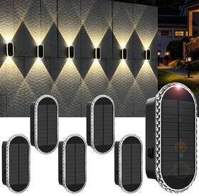 2403-6pk-w Blueyang Solar Fence Lights Outdoor 3000k/4000k/6000k 3 Modes Wall Outdo