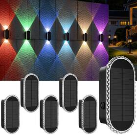 Blueyang 792671494300 Solar Fence Lights Outdoor Warm White And Rgb 8 Modes Wall Wa
