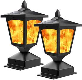 Lucksen002 Blueyang Solar Post Flame Light Outdoor Deck Fence Cap Top Led Wih Flickerin
