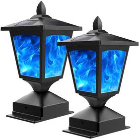 Lucksen0031 Blueyang Solar Post Flame Light Outdoor Deck Fence Cap Led Waterproof 4x4 5