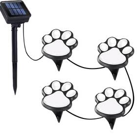 Rec240928s Blunem Paw Print Solar Lights - Outdoor Garden Decoration Waterproof Cat Dog Animal