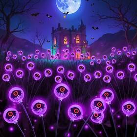 Tfl053 Bonlion Halloween Decorations Outdoor Solar Eyeball Lights Purple 6 Pack 36 Led Scar